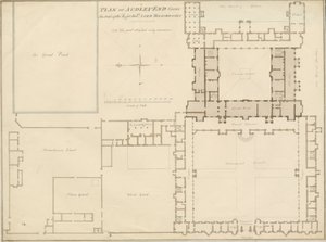 Essex - Audley End - Plano: desenho em sépia, 1815 de John Buckler