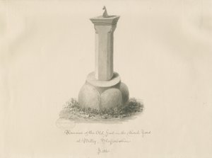 Fonte na Igreja Betley: desenho sépia de John Buckler