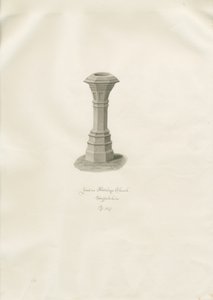 Fonte na Igreja de Aldridge: desenho sépia de John Buckler
