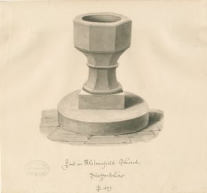Fonte na Igreja de Alstonfield: desenho em sépia de John Buckler