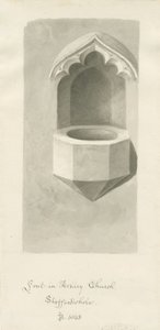 Fonte na Igreja Ashley: desenho sépia, 1843 de John Buckler