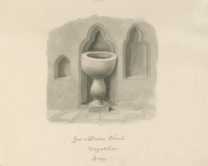 Fonte em Barton sob a Igreja Needwood: desenho em sépia de John Buckler