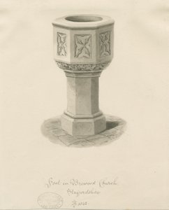 Fonte na Igreja Brewood: desenho sépia de John Buckler