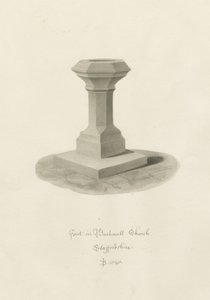 Fonte na Igreja de Bucknall: desenho sépia de John Buckler