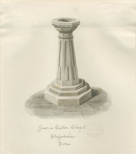 Font in Calton Chapel - Now &39;St. Igreja de Maria &39;: desenho em sépia de John Buckler