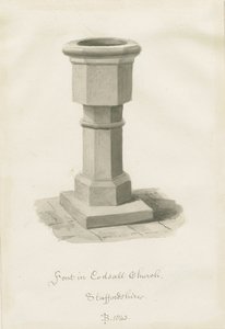 Fonte na Igreja Codsall: desenho sépia de John Buckler