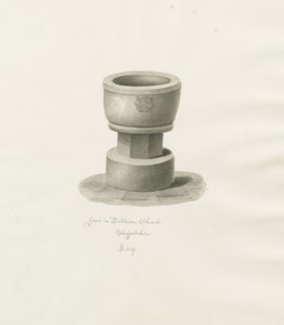 Fonte na Igreja de Dilhorne: desenho em sépia, 1847 de John Buckler