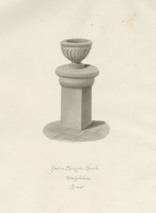 Fonte na Igreja de Edingale: desenho sépia de John Buckler