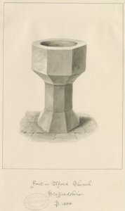 Fonte na Igreja de Elford: desenho sépia de John Buckler