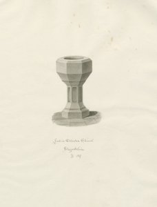 Fonte na Igreja Ellastone: desenho em sépia de John Buckler