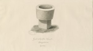 Fonte na Igreja de Gayton: desenho sépia de John Buckler