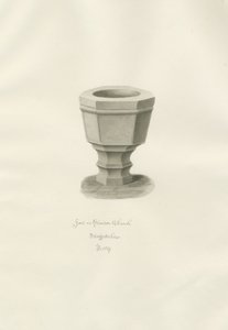 Fonte na Igreja Grindon: desenho sépia de John Buckler