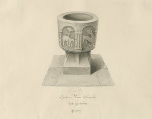 Fonte na Igreja de Ilam: desenho sépia de John Buckler
