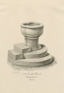 Fonte em Leigh Church: desenho sépia de John Buckler