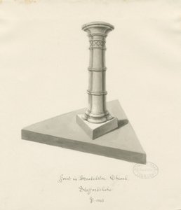 Fonte na Igreja Mucklestone: desenho em sépia, 1843 de John Buckler
