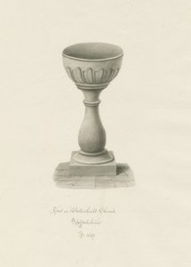 Fonte na Igreja Patshull: desenho sépia de John Buckler
