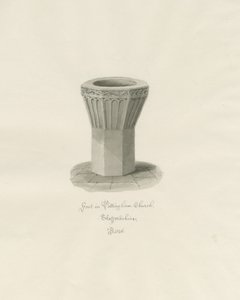 Fonte na Igreja de Pattingham: desenho em sépia, 1846 de John Buckler
