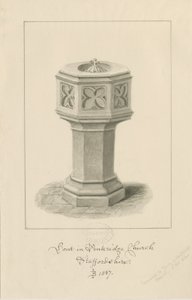 Fonte na Igreja de Penkridge: desenho sépia de John Buckler