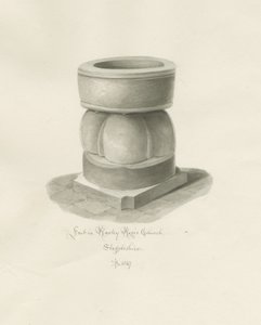 Fonte na Igreja Rowley Regis: desenho em sépia de John Buckler
