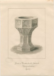 Fonte na Igreja Tettenhall: desenho sépia de John Buckler