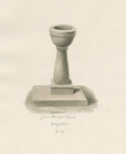 Fonte na Igreja da Cachoeira: desenho sépia de John Buckler