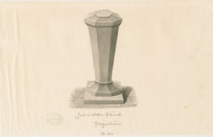 Fonte na Igreja de Wetton: desenho em sépia, 1839 de John Buckler