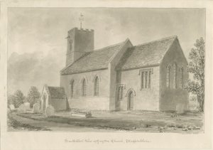 Igreja de Gayton: desenho em sépia, 1841 de John Buckler