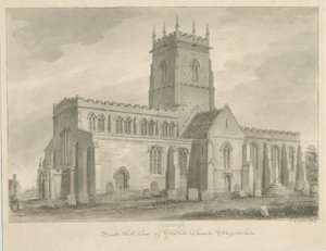 Igreja Gnosall: desenho de lavagem de John Buckler