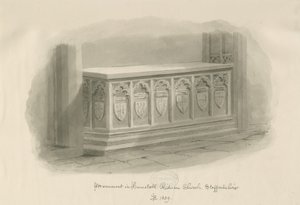 Igreja Hamstall Ridware - Monumento: desenho em sépia, 1839