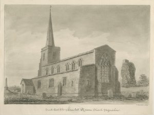 Igreja Hamstall Ridware: desenho sépia de John Buckler