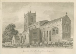 Igreja de Hanbury: desenho de lavagem sépia de John Buckler
