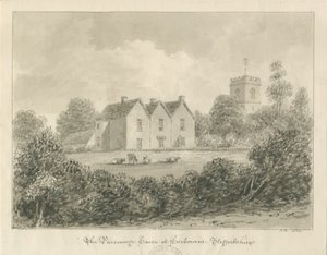 Harborne - Parsonage: desenho em sépia, 1833 de John Buckler