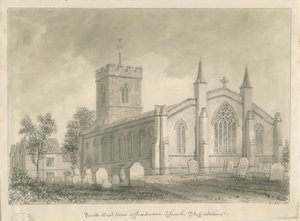 Igreja Harborne: desenho sépia de John Buckler