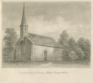 Capela Haselour: desenho sépia, 1828 de John Buckler