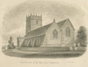 Igreja High Offley: desenho em sépia de John Buckler