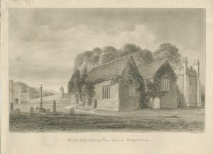 Igreja de Ilam: desenho em sépia, 1839 de John Buckler