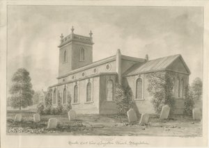 Igreja de Ingestre: desenho em sépia de John Buckler