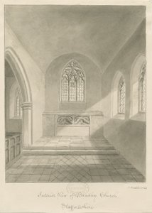 Interior da Igreja de Bradley: desenho em sépia, 1842 de John Buckler