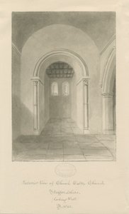 Interior da Igreja Eaton Igreja: desenho sépia de John Buckler