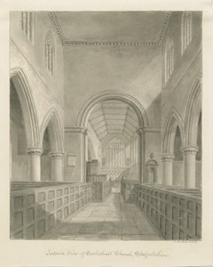 Interior da Igreja Eccleshall: desenho em sépia, 1842 de John Buckler