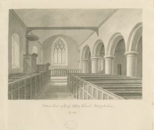 Interior da Igreja High Offley: desenho em sépia de John Buckler