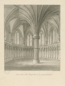 Interior da Catedral de Lichfield - Casa Capitular: desenho sépia de John Buckler