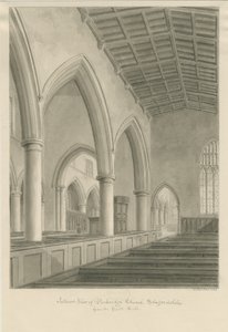 Interior da Igreja de Penkridge: desenho sépia de John Buckler
