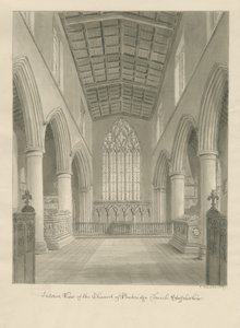 Interior da Igreja de Penkridge: desenho sépia de John Buckler