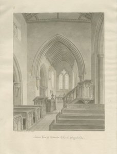 Interior da Igreja Standon: desenho sépia de John Buckler