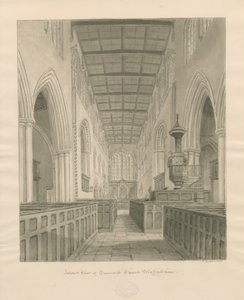 Interior da Igreja de Tamworth: desenho em sépia de John Buckler