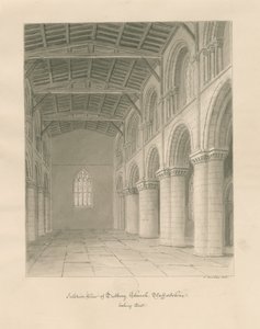 Interior da Igreja do Priorado de Tutbury: desenho de lavagem sépia de John Buckler