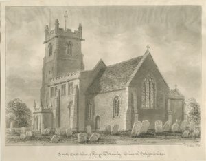 Kings Bromley Church: desenho em sépia, 1839 de John Buckler