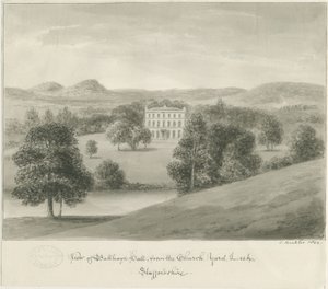 Leek - Ball Haye Hall: desenho sépia, 1844 de John Buckler