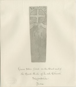 Igreja Leek - Lápide: desenho sépia de John Buckler